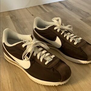 Brown and White Nike Sneakers